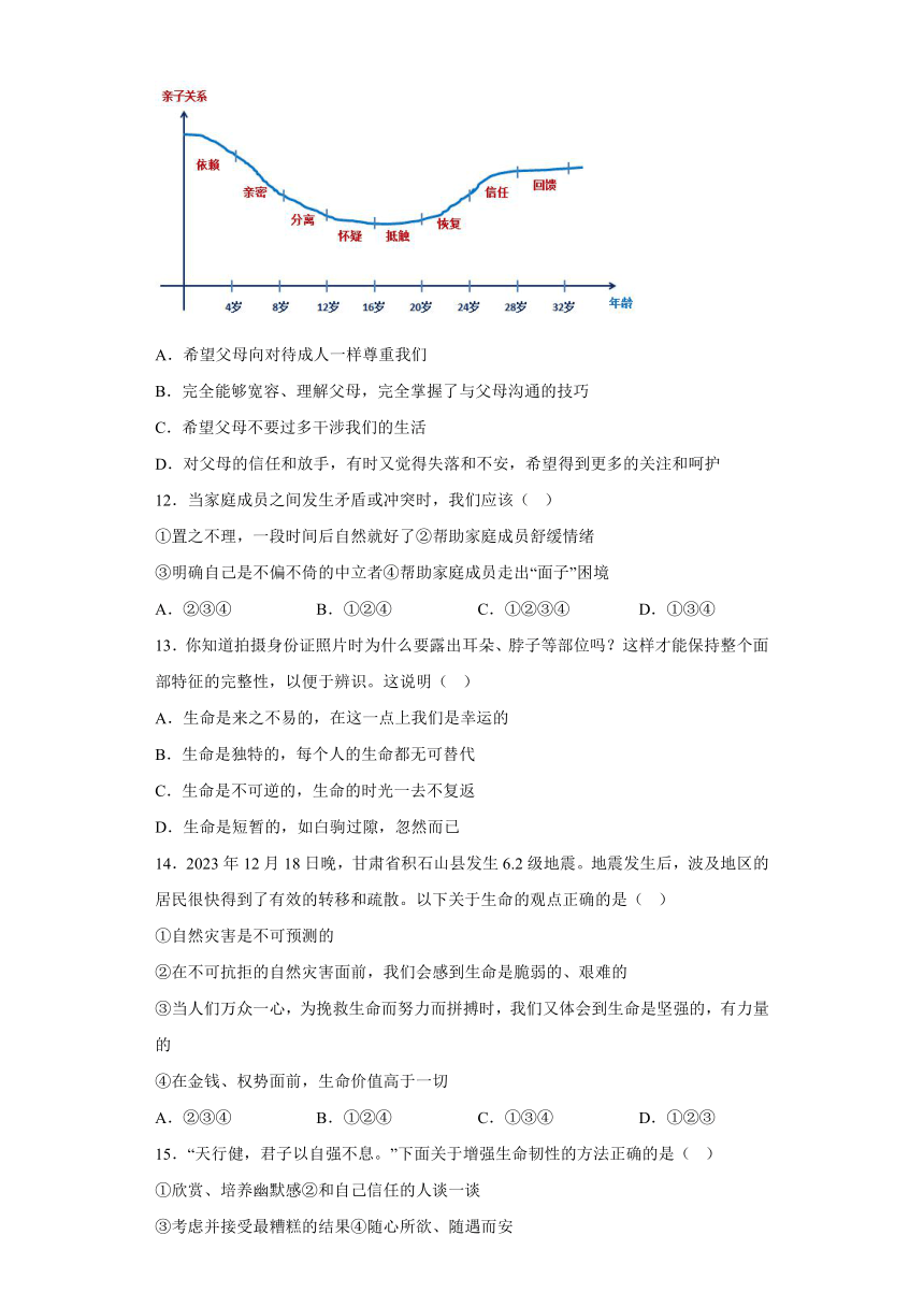 辽宁省沈阳市新民市2023-2024学年七年级上学期期末 道德与法治试题（含解析）