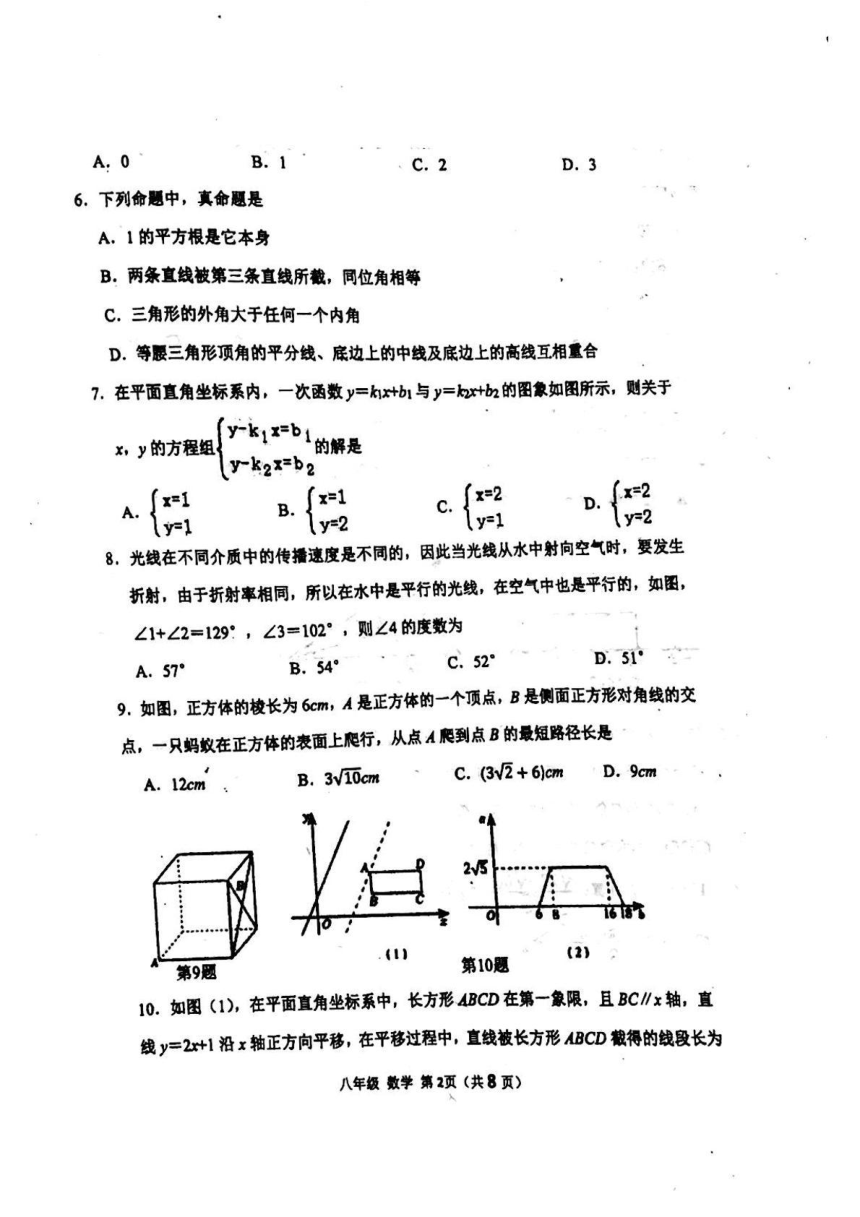 2023-2024学年河南省洛阳市八年级（上）期末数学试卷（图片版无答案）