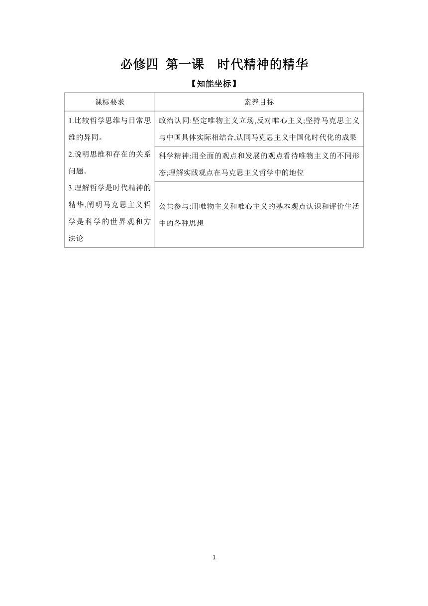 【核心素养目标】第一课 时代精神的精华 学案（含解析）2024年高考政治部编版一轮复习 必修四