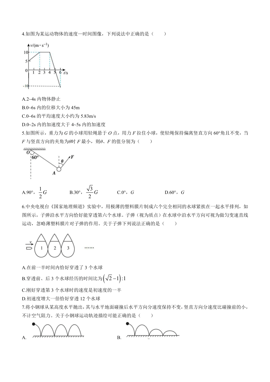 辽宁省葫芦岛市2023-2024学年高一上学期期末学业质量监测物理试题（含答案）