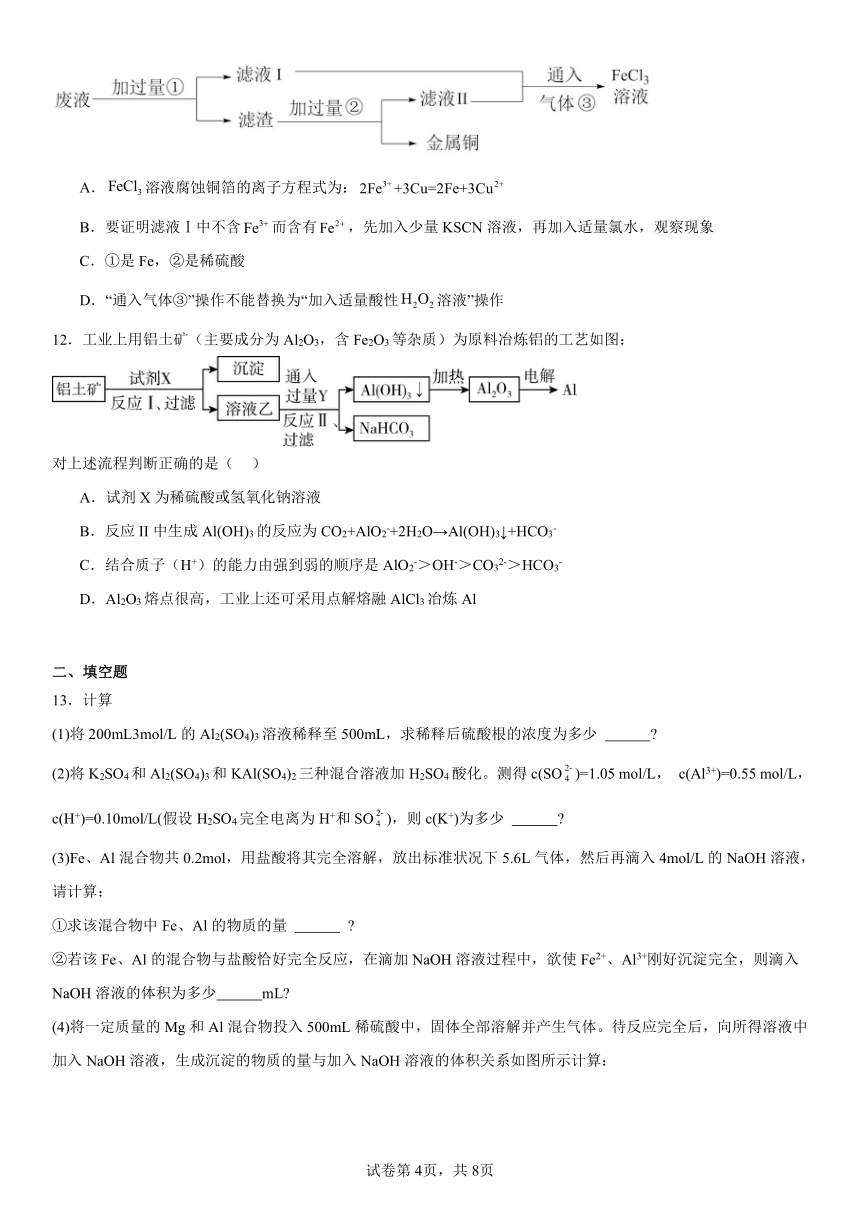 第三章《铁金属材料》（含解析）测试题2023---2024学年上学期高一化学人教版（2019）必修第一册