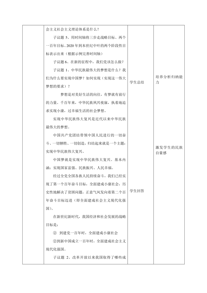 【核心素养目标】8.1 我们的梦想 教学设计（表格式）