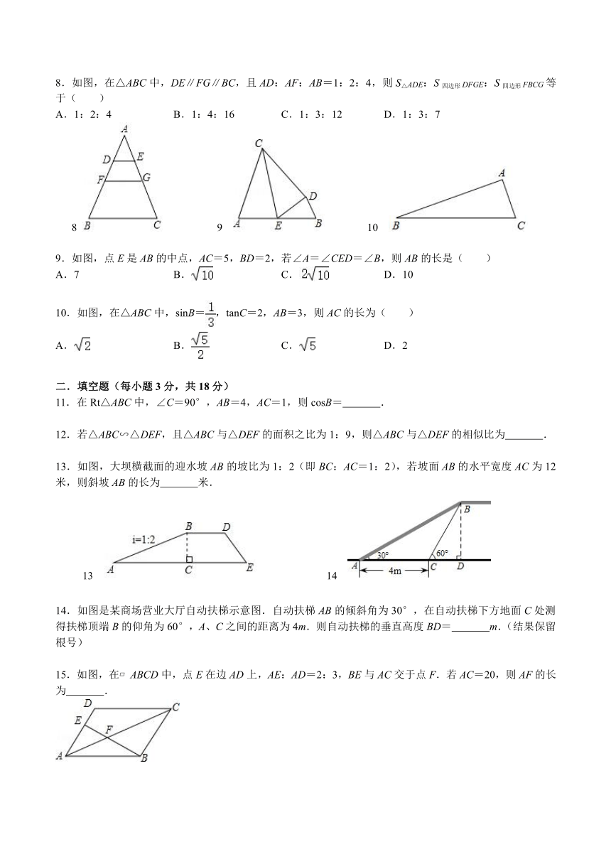 第27章 相似三角形检测卷  （含答案）2023—2024学年人教版数学九年级下册