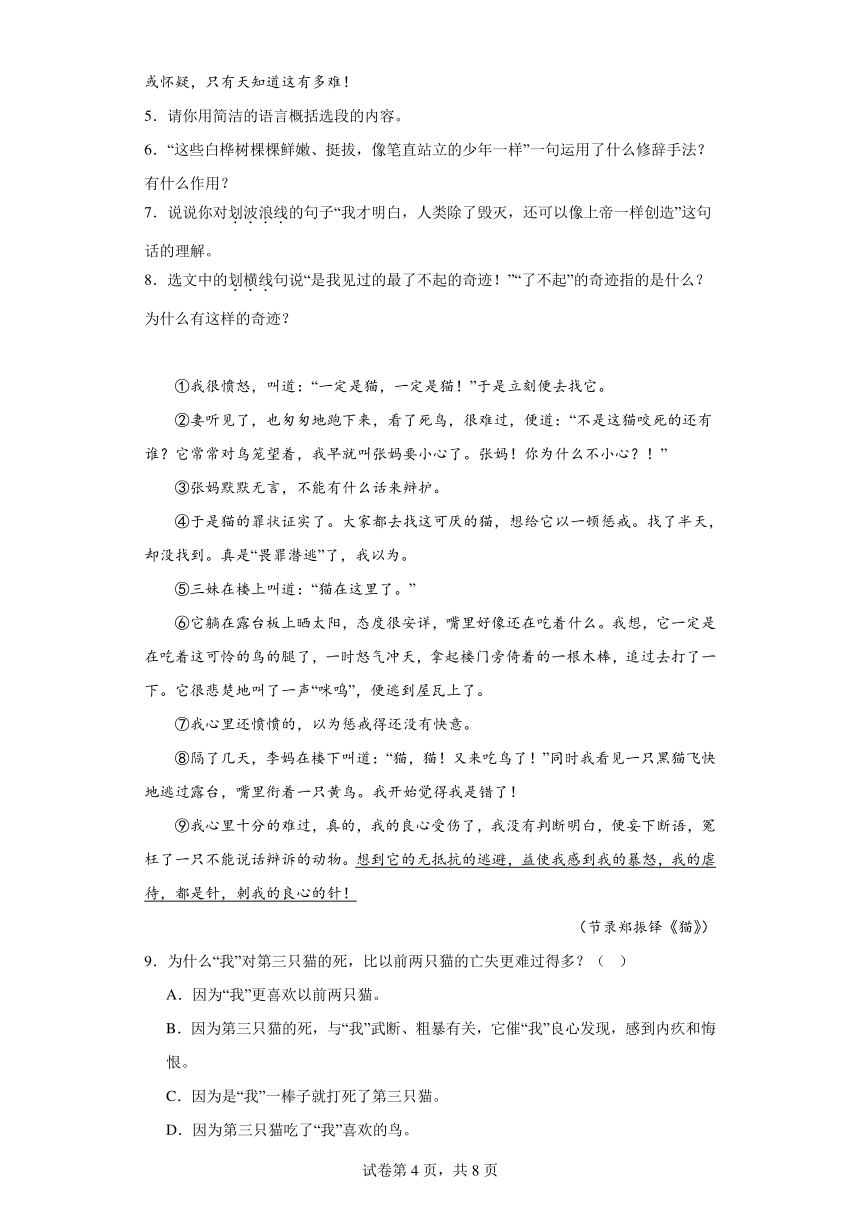 2024年中考语文七年级上册一轮复习试题（十一）（含答案）