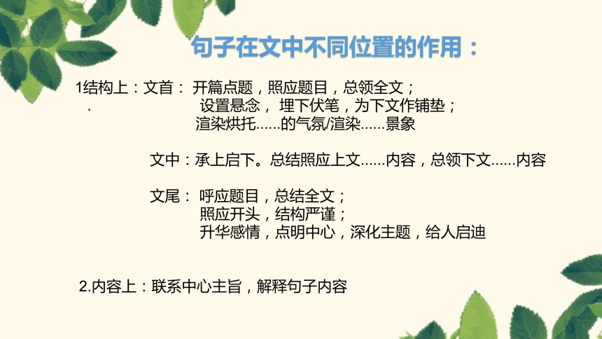 统编版语文六年级下册小学语文阅读通用分题型专题讲解-句子在文中不同位置的作用课件(共50张PPT)