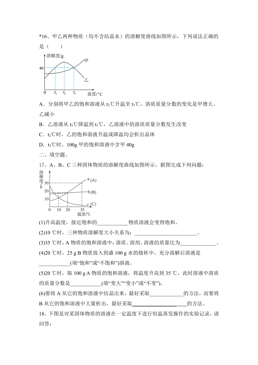 第八单元海水中的化学阶段性练习（含答案）---2023-2024学年九年级化学鲁教版下册