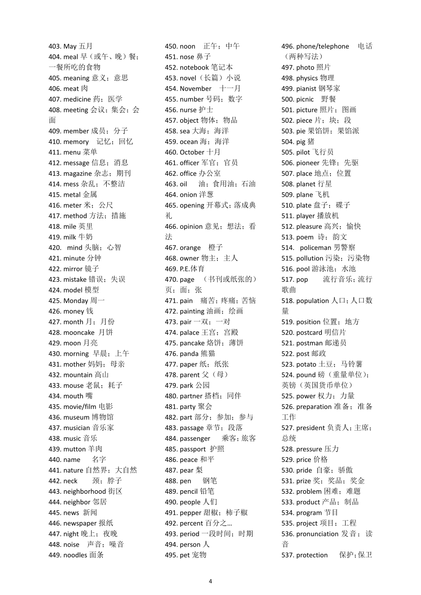 人教版7~9年级词汇分类汇总(按词性)  - 字母排序