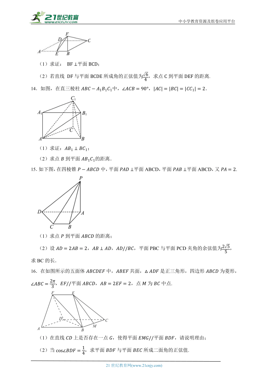 空间向量与立体几何解答题专项特训2023-2024学年数学人教A版选择性必修第一册（含答案）