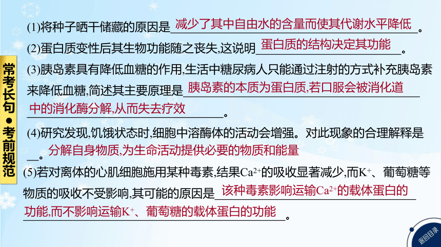 高考生物二轮复习小专题1　细胞的分子组成与结构、物质运输共102张PPT)