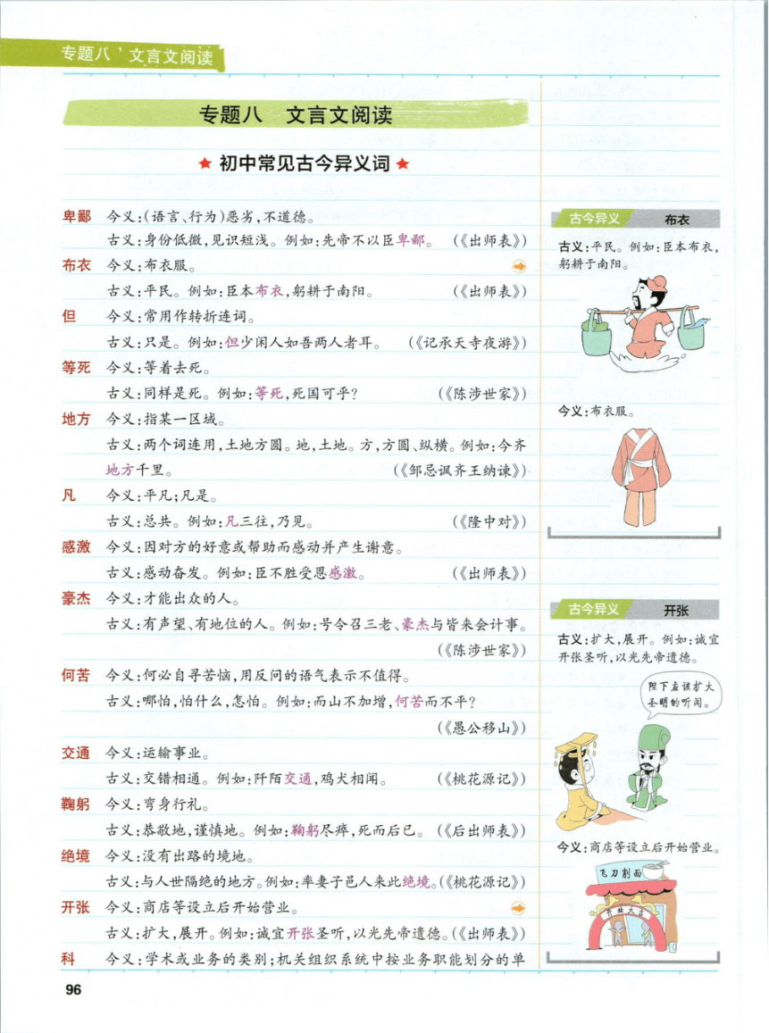 【学霸秘籍】专题 8 文言文阅读-语文专题复习-尖子生创优课堂笔记（pdf版）