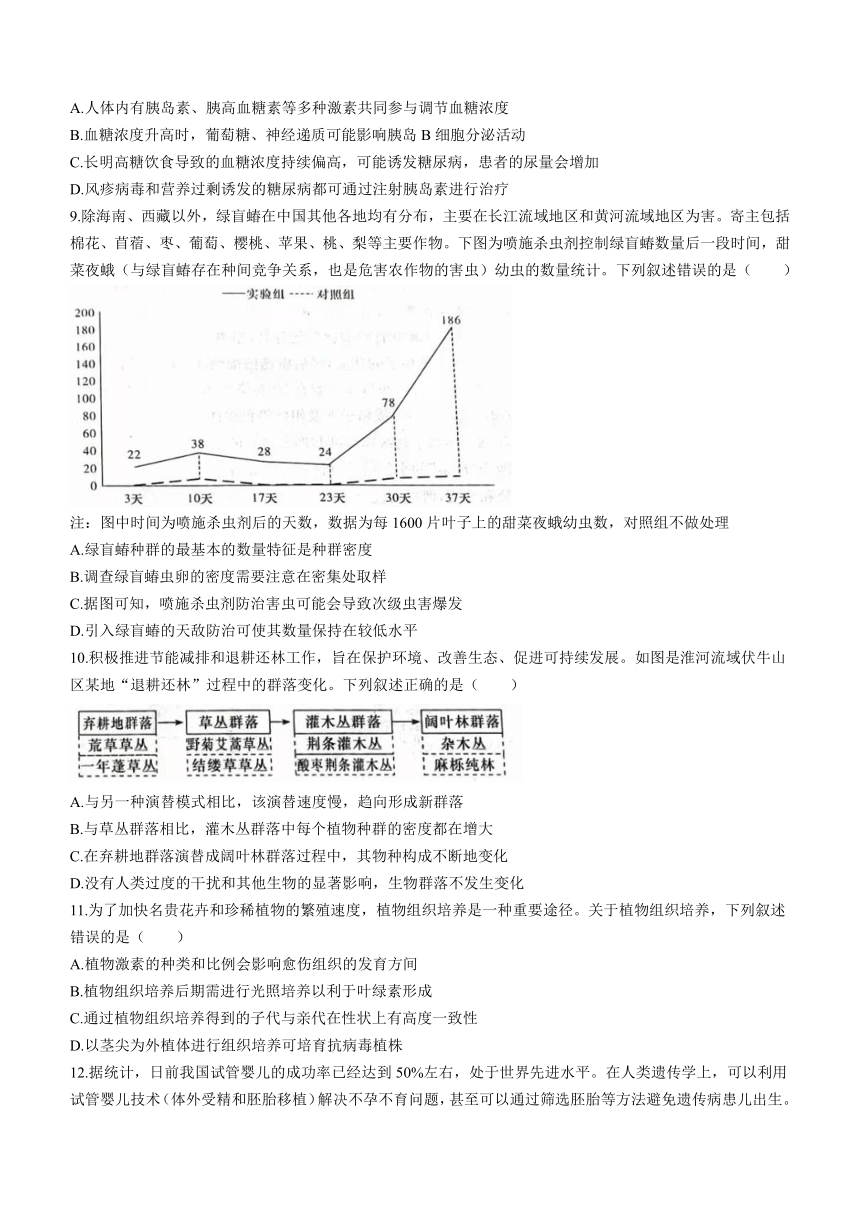 湖南省娄底市2023-2024学年高三上学期期末质量检测生物学试题（含答案解析）