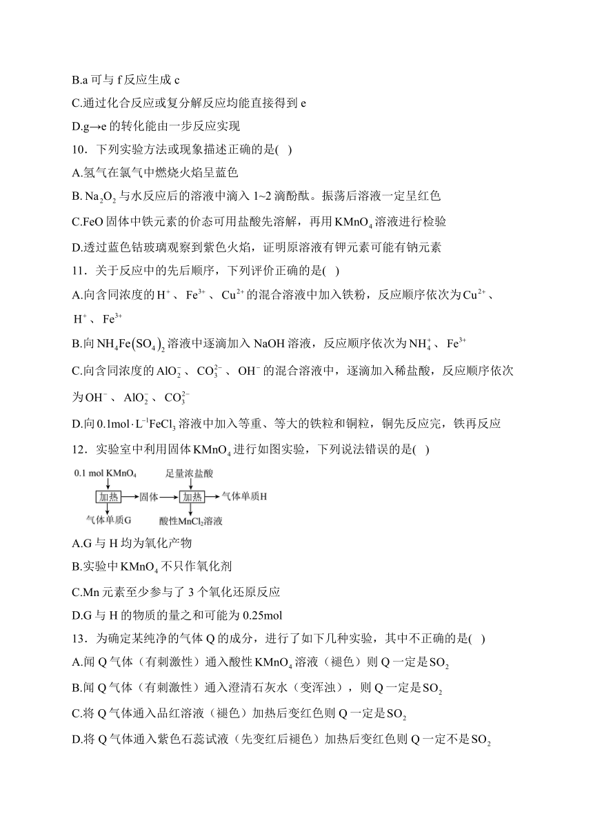 四川省南充高级中学2021-2022学年高一下学期开学考试化学试卷(含解析)