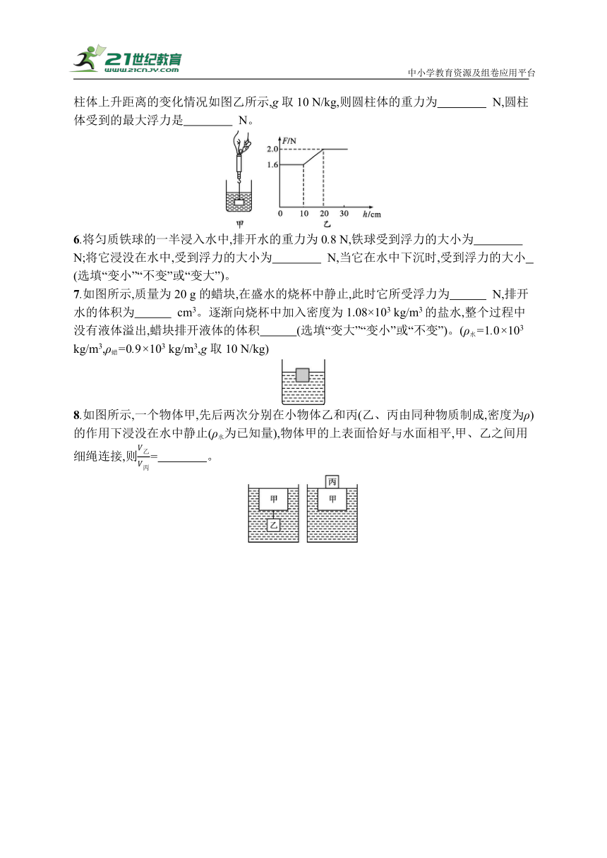 人教版八年级物理下册专项训练4浮力的计算含答案