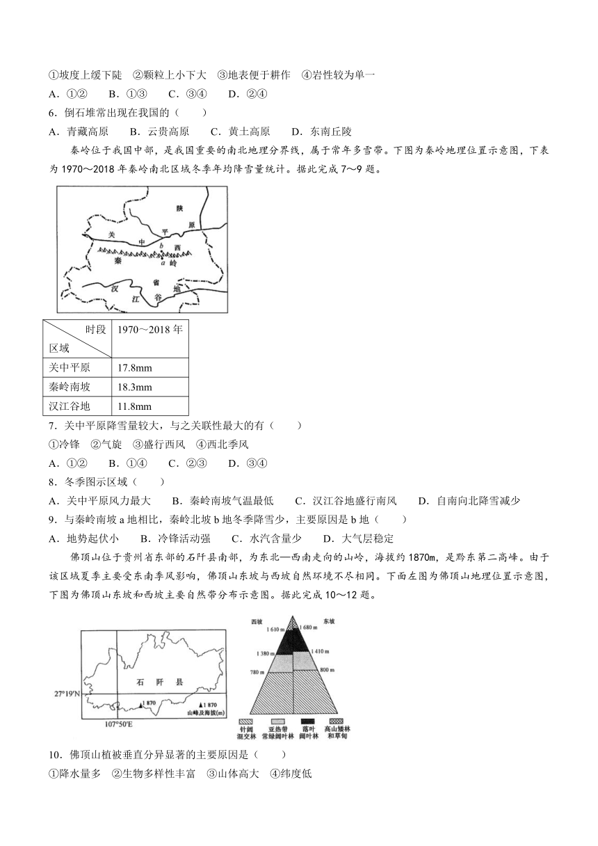 江西省部分高中2023-2024学年高二上学期期末教学质量检测地理试题（含答案）