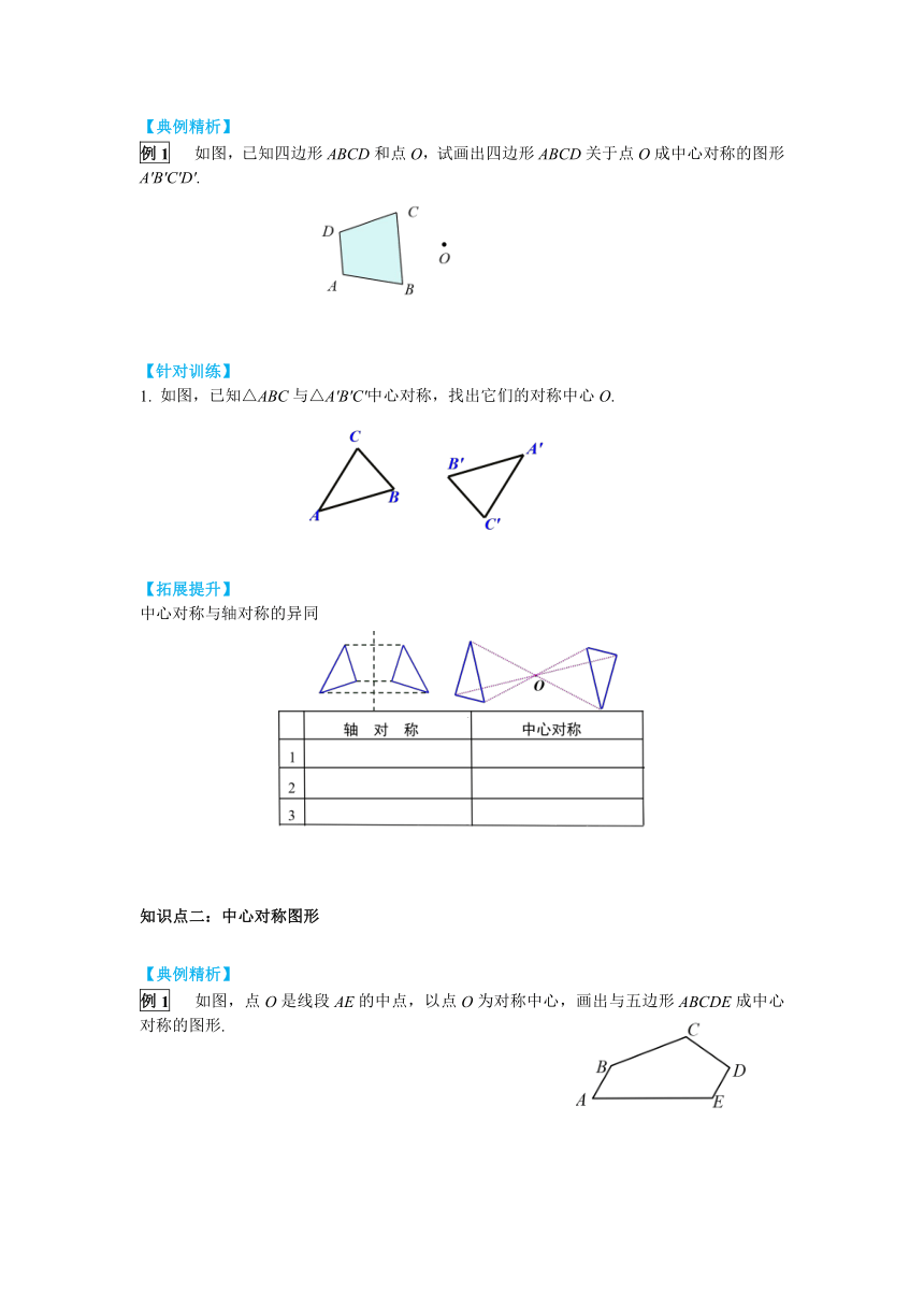 北师大版八年级数学下册3.3 中心对称 导学案（含答案）