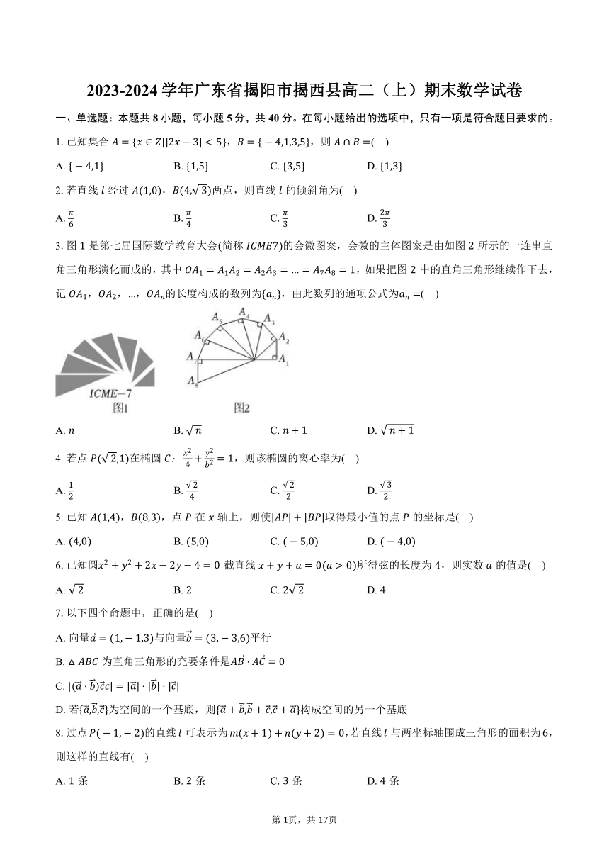 2023-2024学年广东省揭阳市揭西县高二（上）期末数学试卷(含解析）