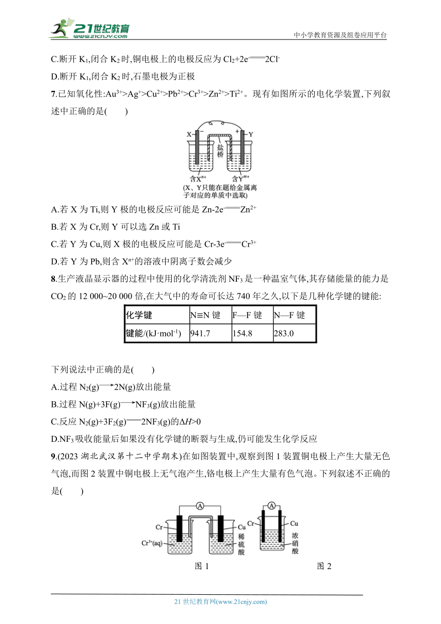 2024鲁科版化学选择性必修1练习题--第1章测评（含解析）