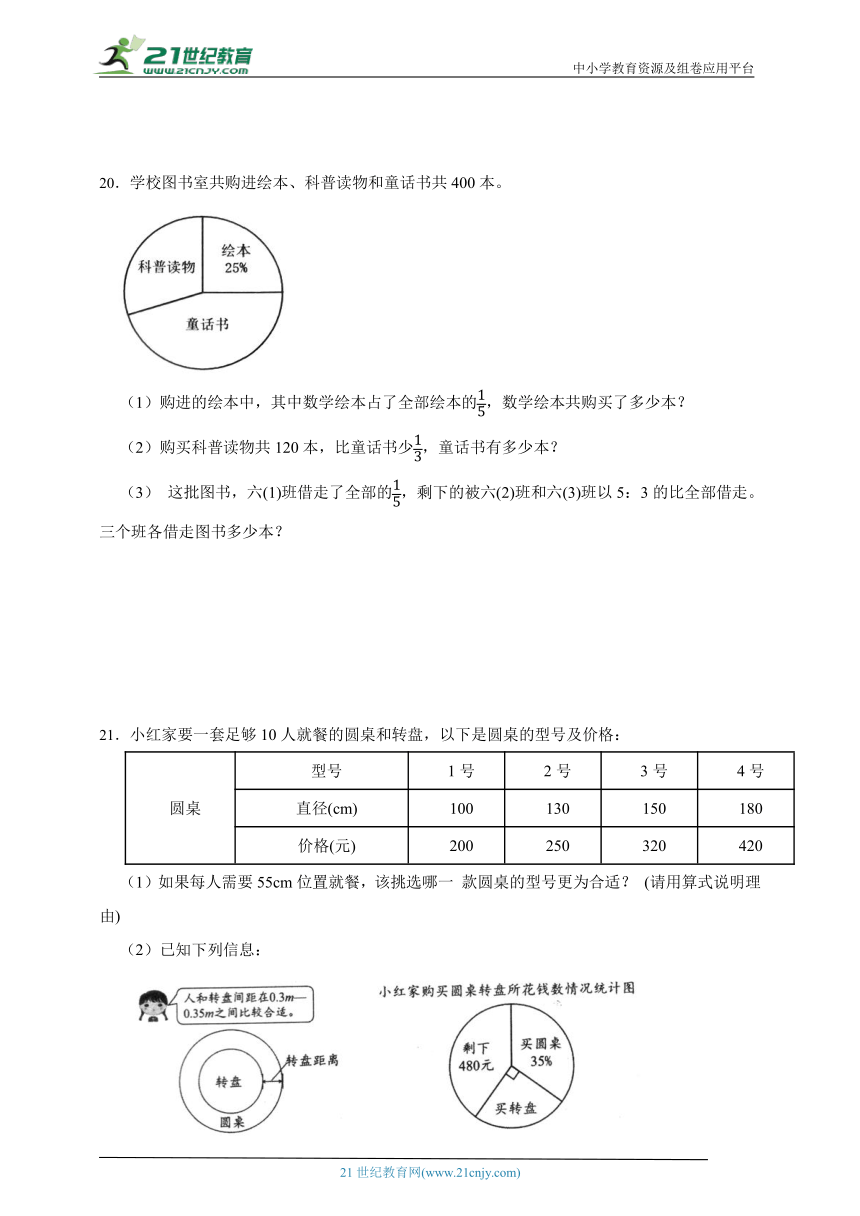 第1单元扇形统计图重难点检测卷-数学六年级下册苏教版（含答案）