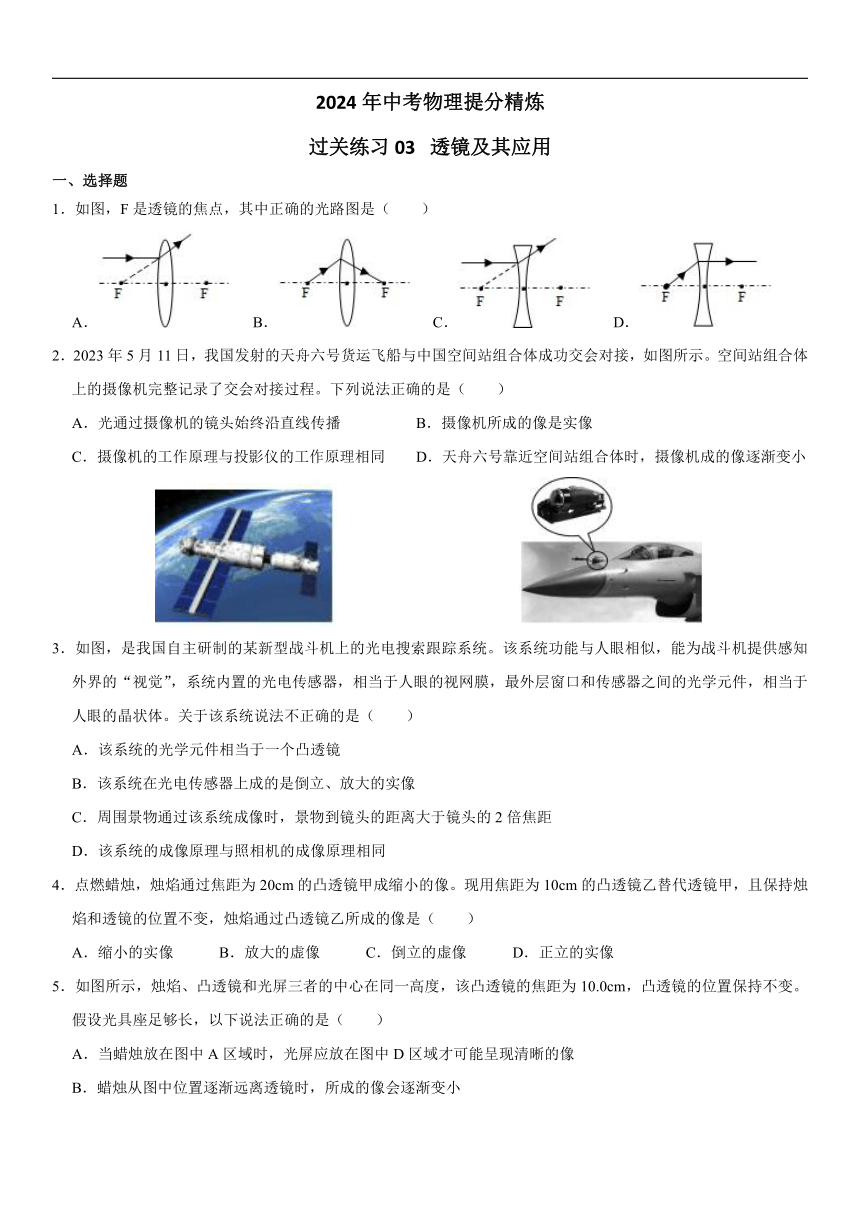 2024年中考物理一轮练习03透镜及其应用（无答案）