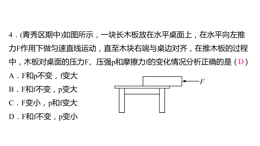 沪科版八年级物理下册周周测二(8.1～8.2)课件