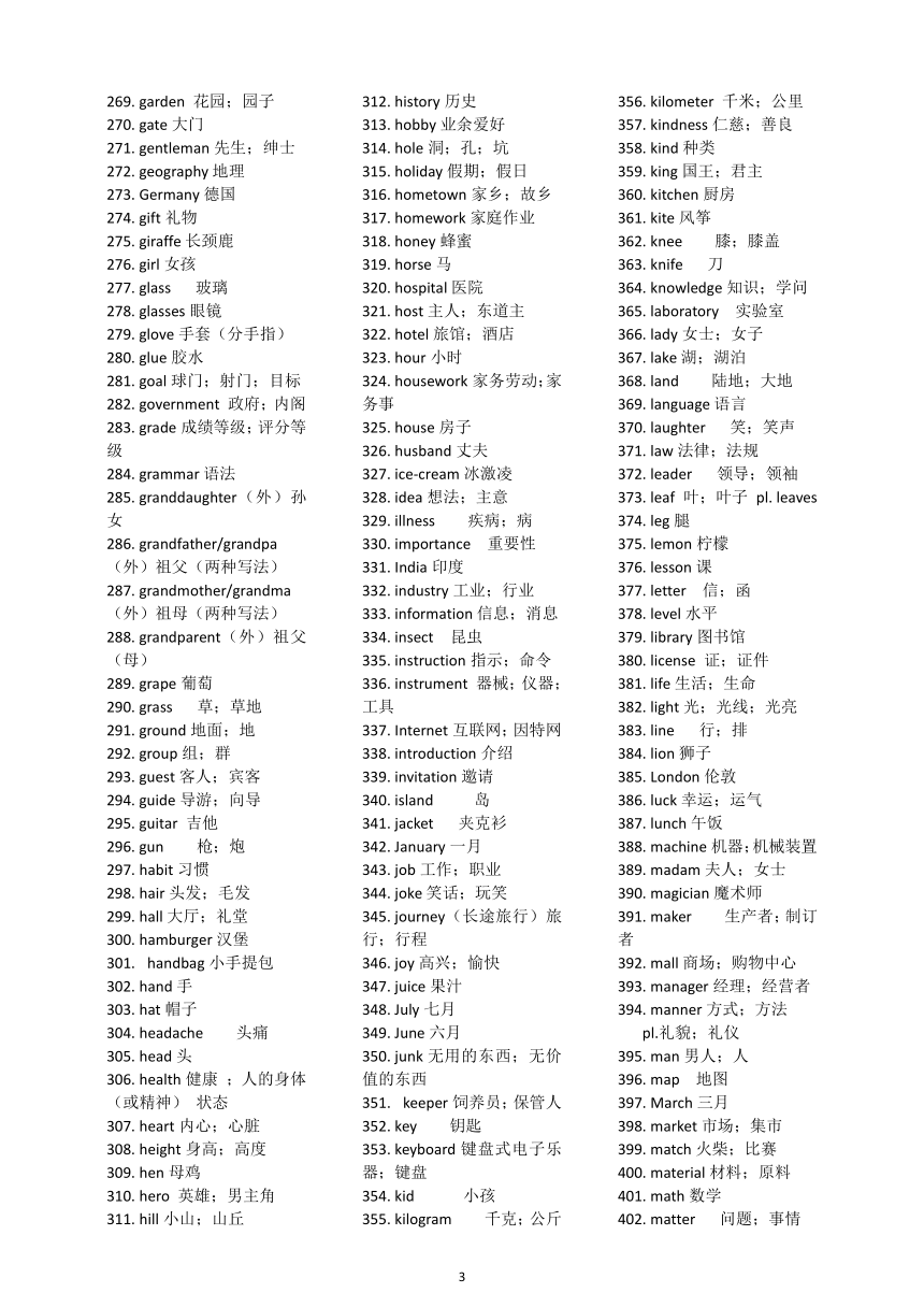 人教版7~9年级词汇分类汇总(按词性)  - 字母排序