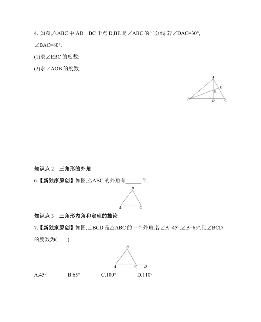 鲁教版七年级下册数学8.6　三角形内角和定理素养提升练习（含解析）