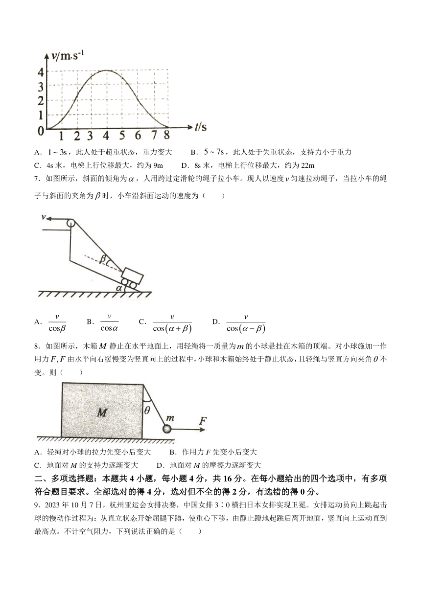 山东省枣庄市市中区2023-2024学年高一上学期期末质量检测物理试题（含答案）