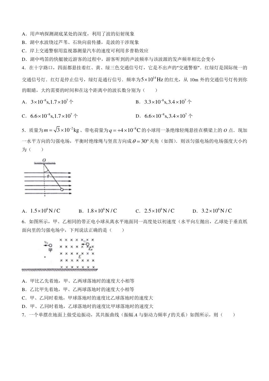 陕西省榆林市府谷县府谷中学2023-2024学年高二下学期开学物理试题（含答案）