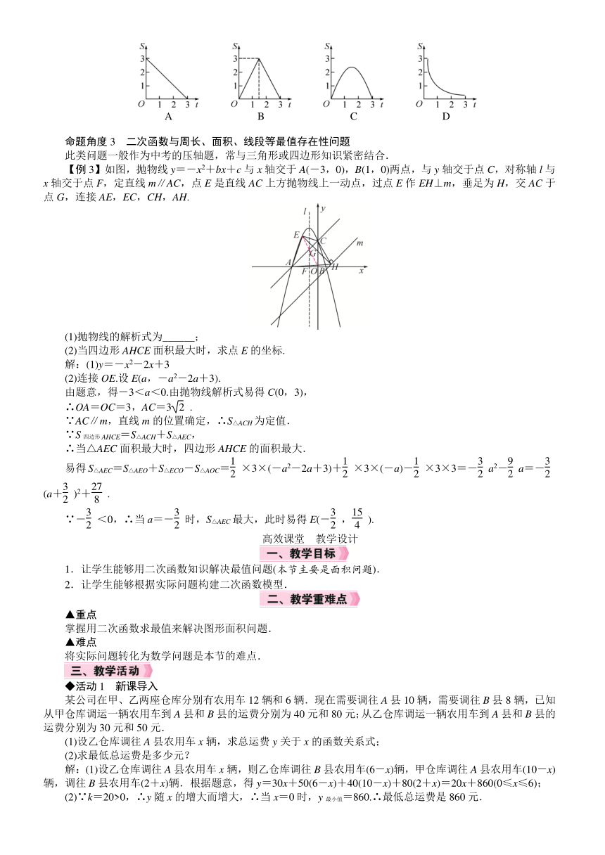 人教版数学九年级上册22.3.1　二次函数与图形面积问题教案