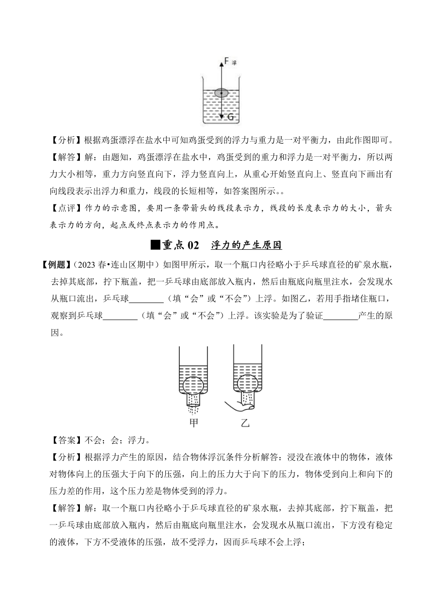 2023-2024学年八年级下册物理人教版10.1 浮力讲义 习题（含解析）