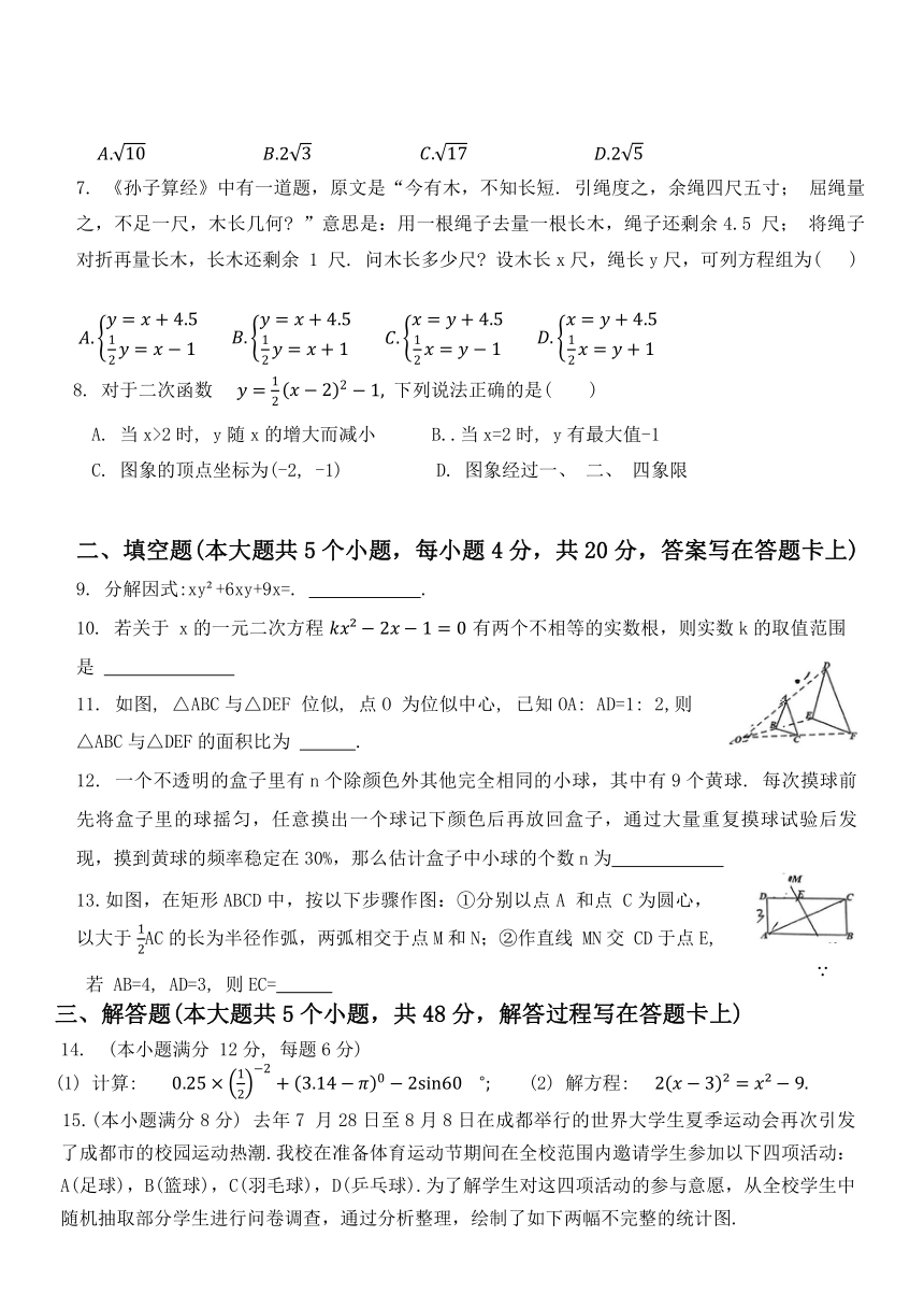 2023-2024学年四川省成都市双流区九年级（上）期末数学试卷 (无答案)