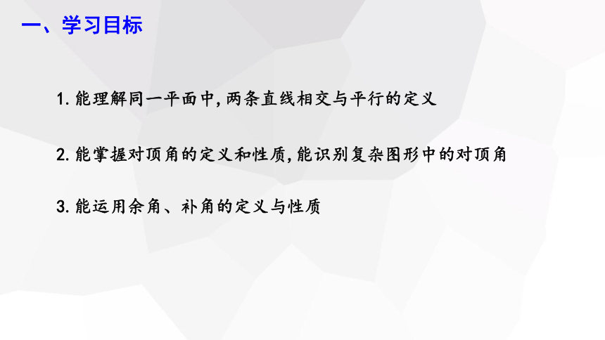 2.1 两条直线的位置关系 第1课时  课件 (共16张PPT) 2023-2024学年初中数学北师大版七年级下册