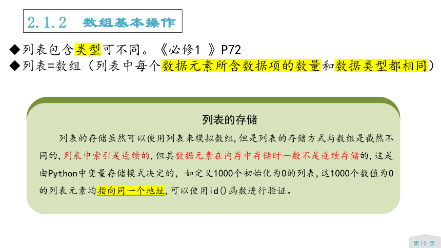 2.1  数组的概念、特性、基本操作   课件(共43张PPT)  2023—2024学年浙教版（2019）高中信息技术选修1