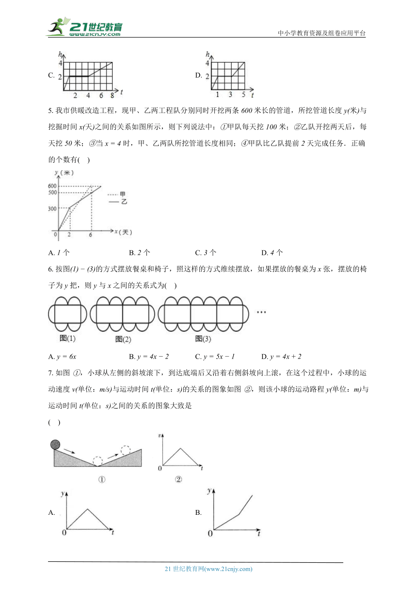 3.3用图像表示的变量间关系 北师大版初中数学七年级下册同步练习（含解析）