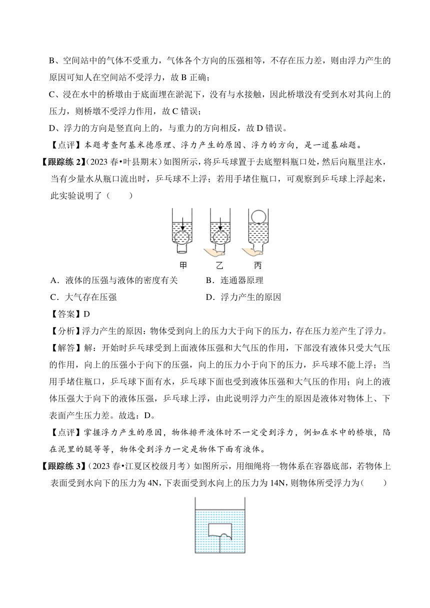 2023-2024学年八年级下册物理人教版专题11 浮力 阿基米德原理讲义（含答案）