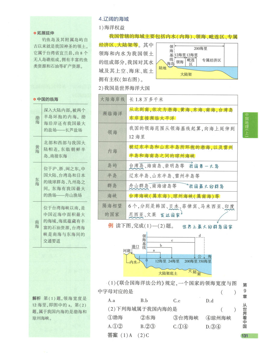 【知识清单】3-中国地理(上) 第9章 从世界看中国-2024中考地理总复习-人教版（pdf版）