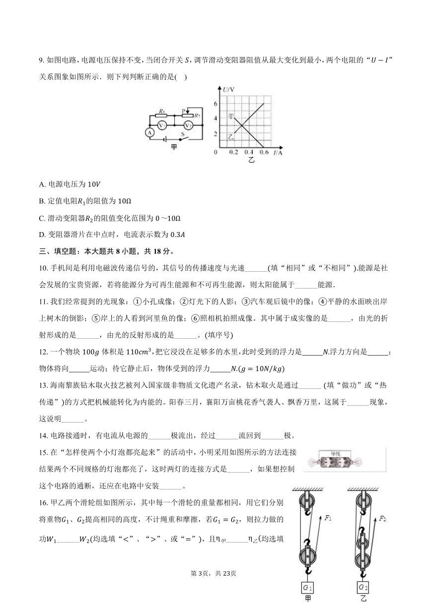 2024年辽宁省沈阳市中考物理模拟适应性训练试卷(含解析）
