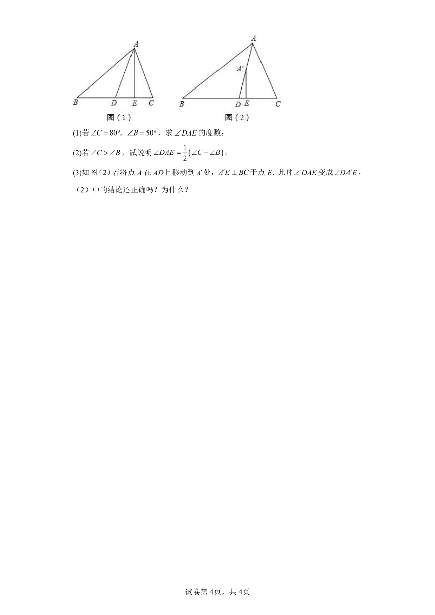 重难点拓展训练一三角形中的特殊线段 苏科版七年级下册数学同步讲义（含解析）