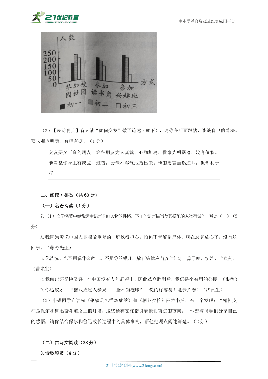 四川省达州市2024年高中阶段学校招生统一考试暨初中学业水平考试语文模拟测试卷  (四）（含答案）