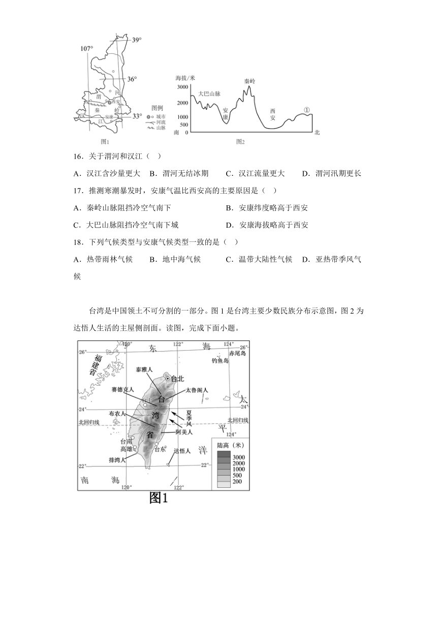 山东省青岛市崂山区2023-2024学年八年级上学期期末 地理试题（含解析）