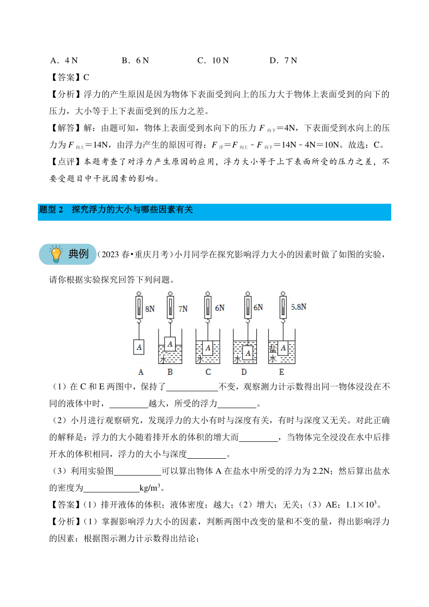 2023-2024学年八年级下册物理人教版专题11 浮力 阿基米德原理讲义（含答案）