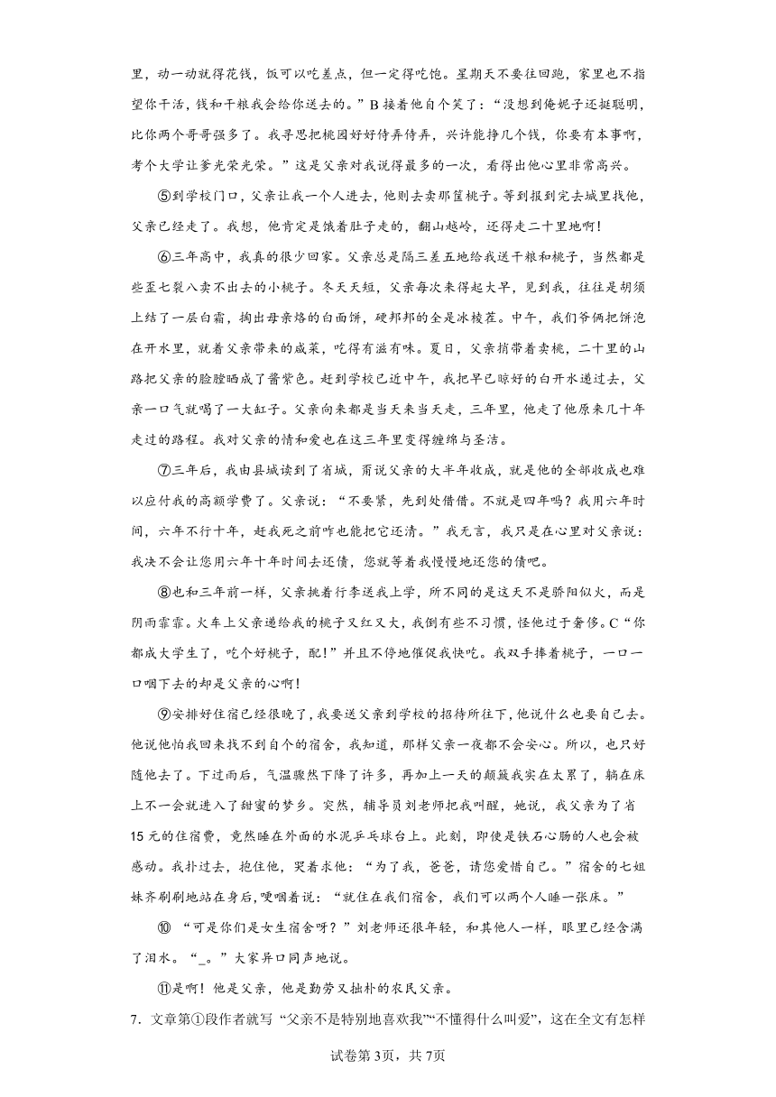 2024年中考语文七年级下册一轮复习试题（六）（含答案）