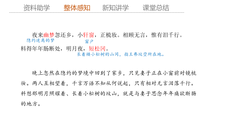 古诗词诵读《江城子·乙卯正月二十日夜记梦》  课件(共19张PPT) 2023-2024学年高二语文部编版选择性必修上册