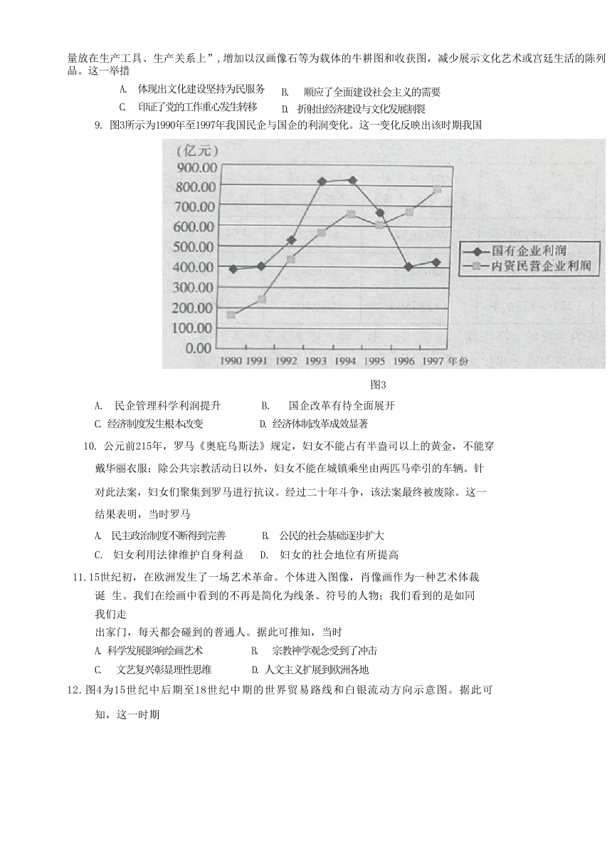 山东省临沂市2023-2024学年高三上学期期末考试历史试题（含答案）