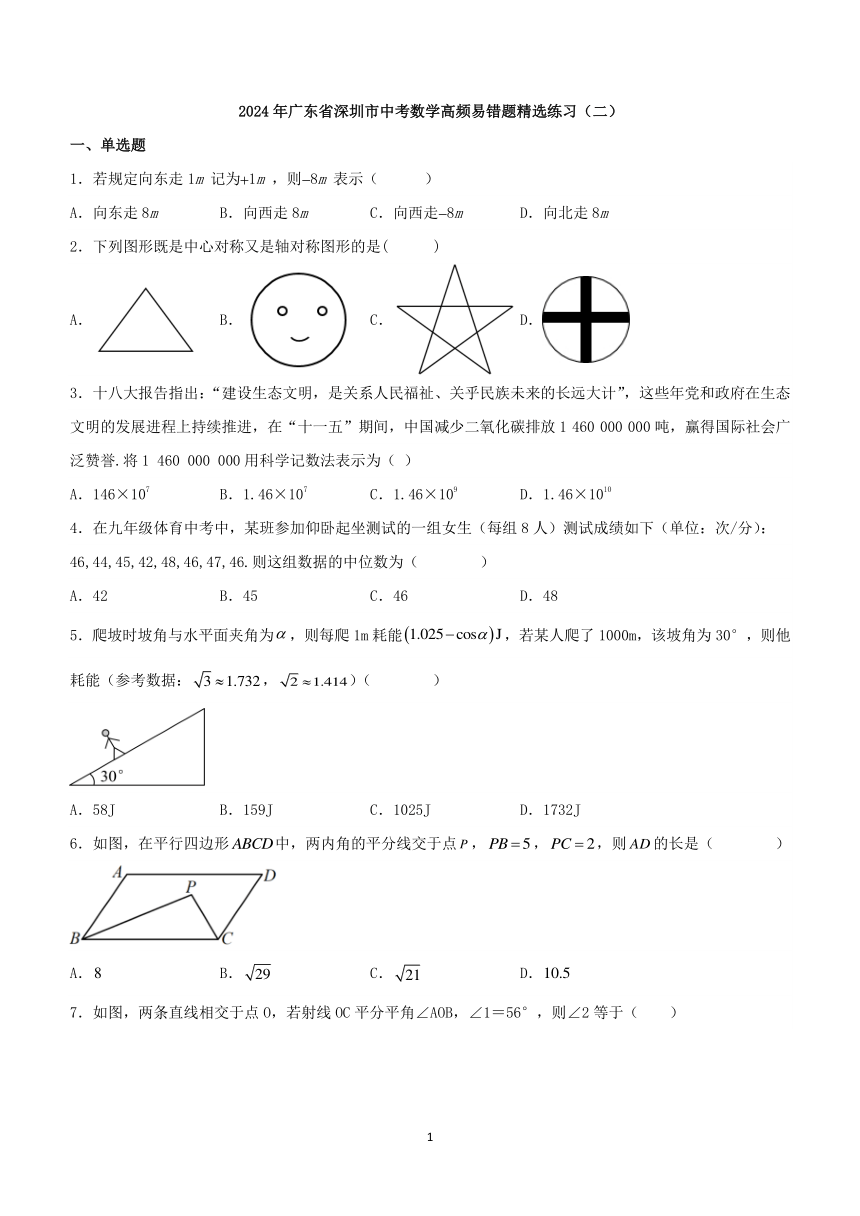 2024年广东省深圳市中考数学高频易错题精选练习（二）（含解析）