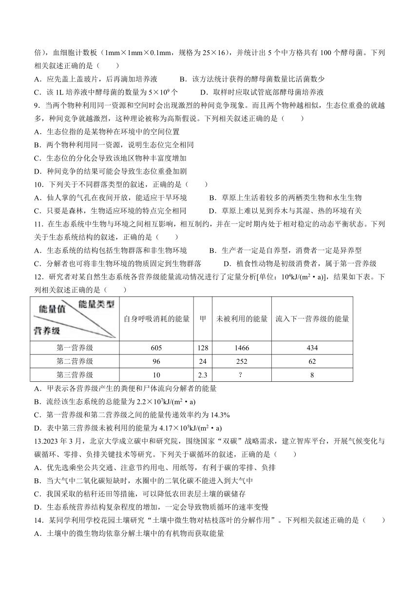 河南省开封五校2023-2024学年高二上学期期末联考生物学试题（含答案）