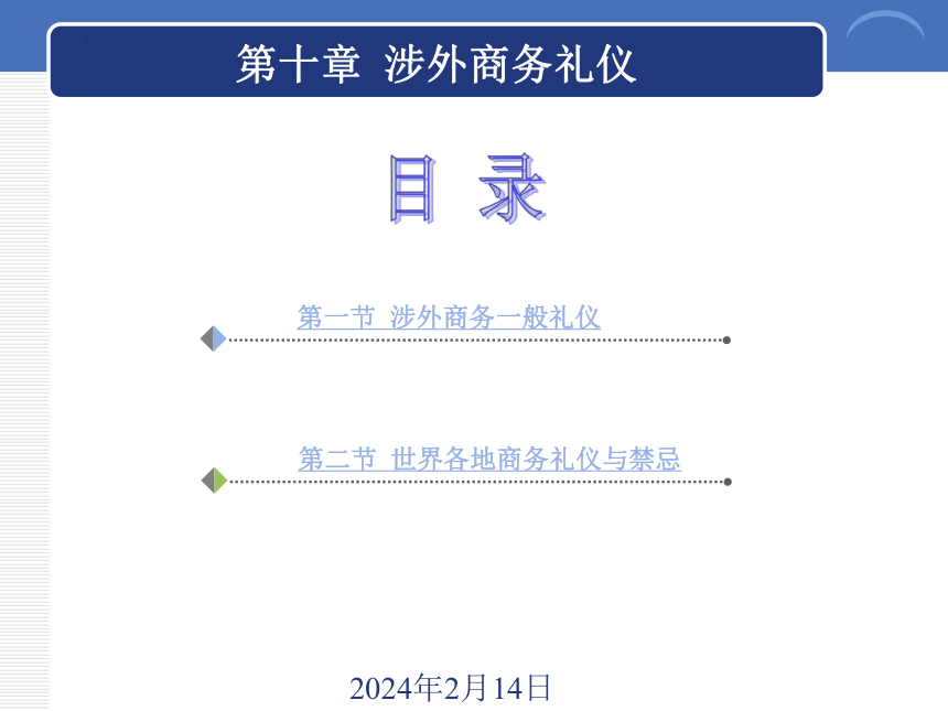 10.2世界各地商务礼仪与禁忌 课件(共22张PPT)-《商务礼仪》同步教学（西南财经大学出版社）