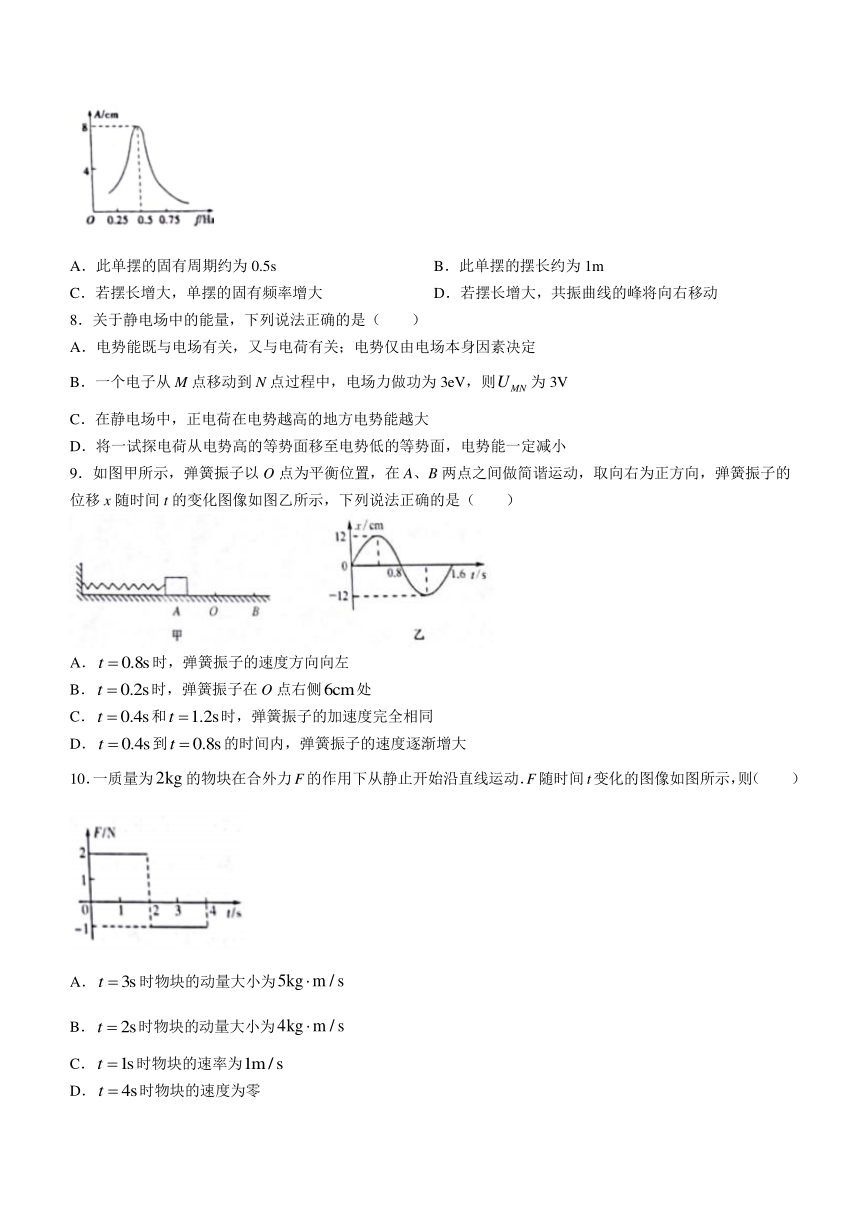 陕西省榆林市府谷县府谷中学2023-2024学年高二下学期开学物理试题（含答案）