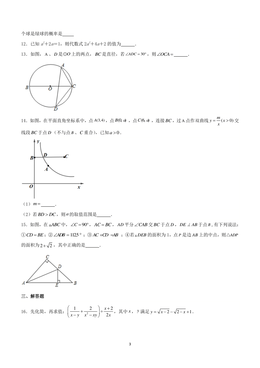 2024年广东省深圳市中考数学高频易错题精选练习（二）（含解析）