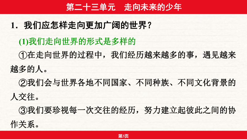 安徽省2024年中考道德与法治一轮复习课件：第二十三单元  走向未来的少年（60张ppt）